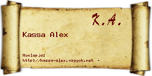 Kassa Alex névjegykártya